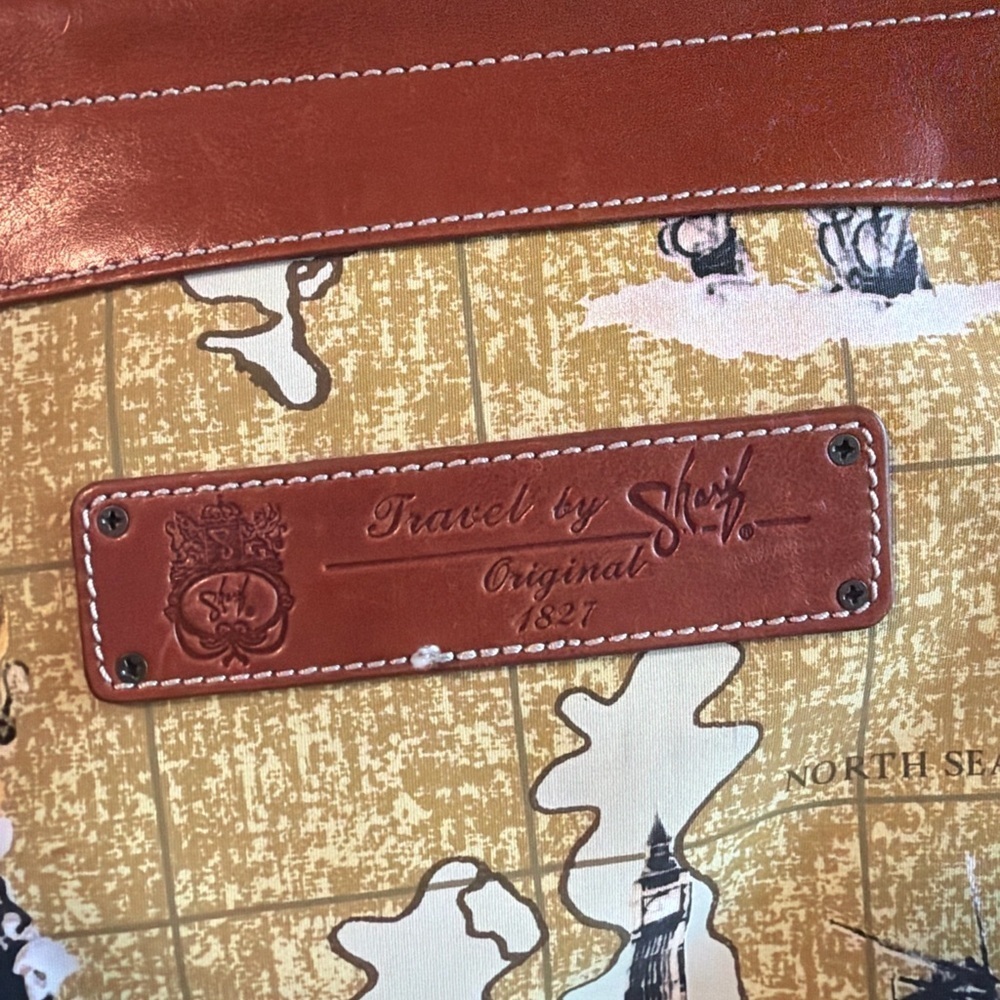 Travel by Sharif Vintage World Map Leather Trim Duffel Weekender Bag - Picture 5 of 11